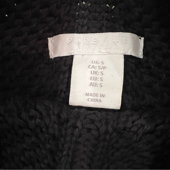 PURE / US Black Open Knit Funnel Turtleneck Sweater Womens Small EUC - Picture 10 of 10
